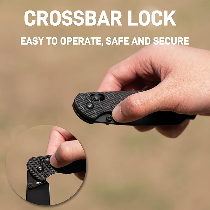 CJRB Lyrid Folding Pocket Knife 3.15'' AR-RPM9 Steel Blade with G10 Handle Crossbar Lock Sharp EDC Knife for Men Women Camping Survival Hiking(J1953 Black)