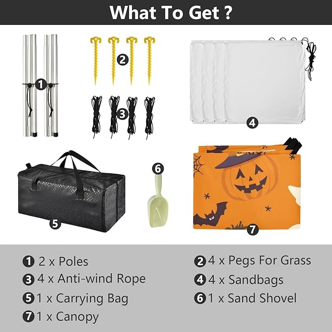 ALAZA Ghost Pumpkin Pattern Beach Tent Sun Shelter Portable Canopy Sunshade for Outdoor Camping Picnics Backyard Fun 10x9 ft