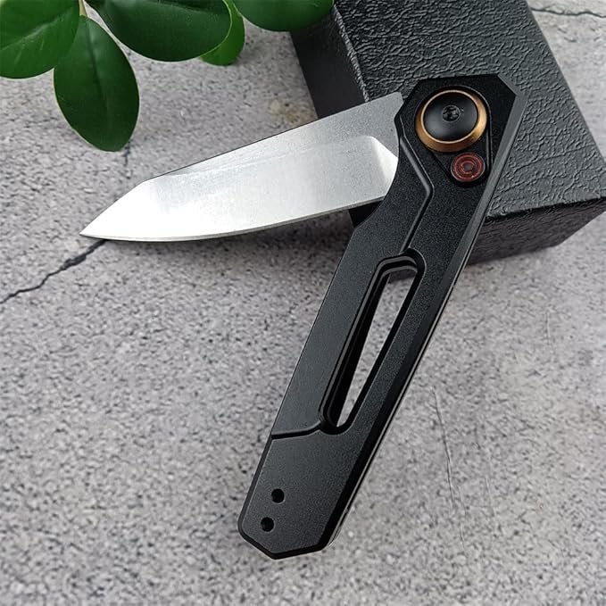 Multifunctional Knife EDC Folding Pocket Knives For Men 2.75in Stonewashed Reverse Tanto Blade Black Aluminum Handles With Pocket Clip for Outdoor Camping