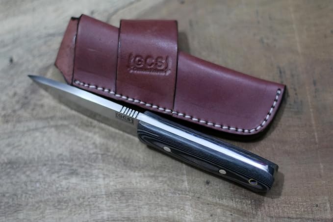 GCS Custom Handmade BLACK &amp WHITE G10 Handle D2 Tool Steel Tactical Survival Hunting Knife with Buffalo Hide Sheath GCS180