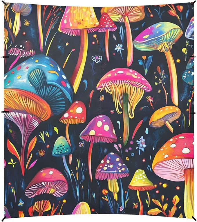 ALAZA Mushroom Colorful Art Beach Tent Sun Shelter Portable Canopy Sunshade for Outdoor Camping Picnics Backyard Fun 10x9 ft