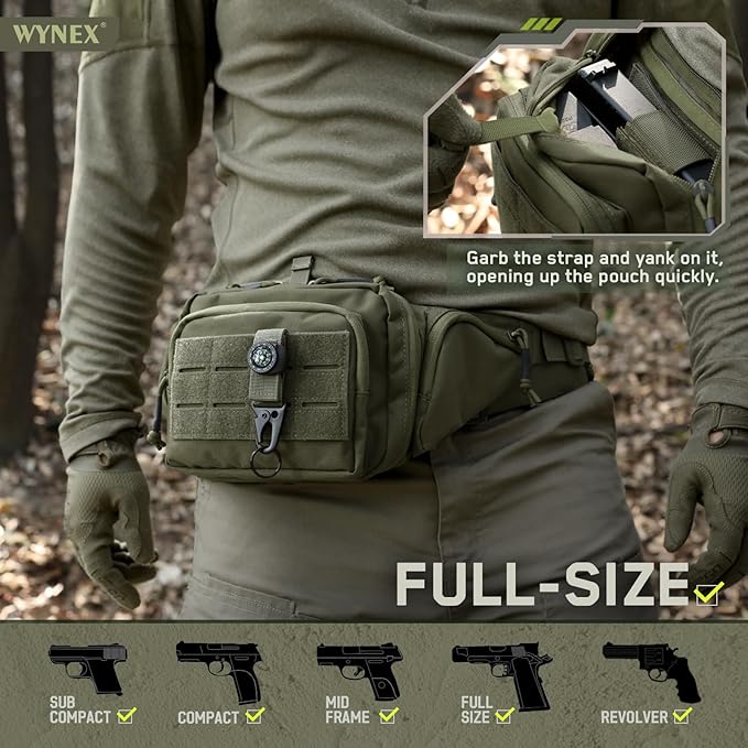 WYNEX Concealed Carry Fanny Pack Pistol Pouch Tactical Fanny Pack Handgun Pouch with Universal Pistol Holster CCW EDC Waist Pack of Adjustable Paracord Suspension System for Men