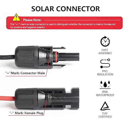 Solar Connector to XT60 Adapter Extension Cable Solar Panel 60W 110W 160W 220W 400W Compatible with Anker Powerhouse ECOFLOW River Delta Rockpals Solar Generator 11Ft