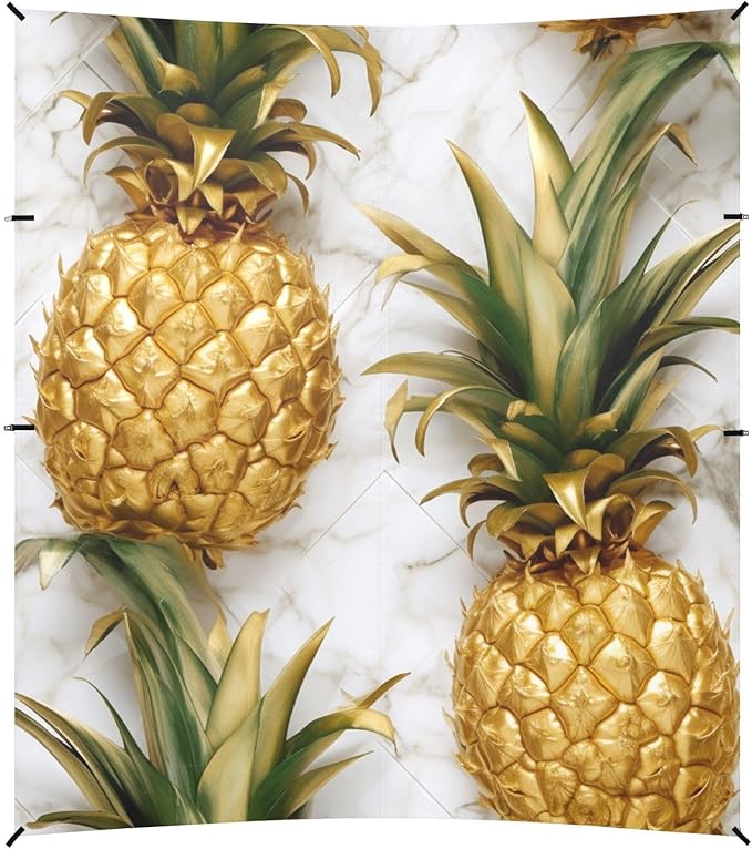 ALAZA Pineapples Marble Background Beach Tent Sun Shelter Portable Canopy Sunshade for Outdoor Camping Picnics Backyard Fun 10x9 ft