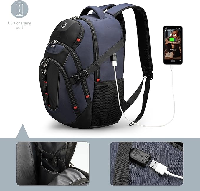 Swissdigital Design Travel Backpack for Men with Apple Find My Laptop Backpack with USB Charging Port RFID Protection Add-A-Bag System - Travel Backpack for Men-Finder Color Random | SD803BT013-12