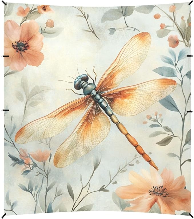 ALAZA Watercolr Dragonfly and Floral Beach Tent Sun Shelter Portable Canopy Sunshade for Outdoor Camping Picnics Backyard Fun 10x9 ft