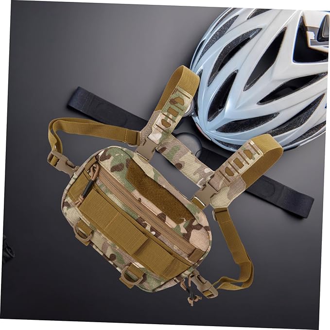 WOONEKY Multi-Purpose Camouflage Chest Pack for Men Lightweight Wear-Resistant Gear Holder Adjustable Fanny Pack for Outdoor Hiking and Running