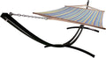 15 Ft. Indoor/Outdoor Heavy Duty Black Steel Arc Hammock Stand w/Premium Quilted Hammock Bed. (Teal/Yellow)