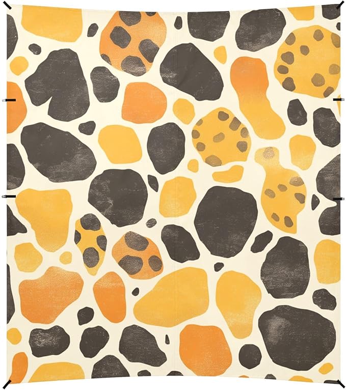 Leopard Print Pattern Yellow Beach Tent &amp Canopy UPF50+ Protection Water-Resistant Portable Sun Shelter Includes Sand Shovel Sandbags Stability Poles for Family Trips Picnics &amp Camping