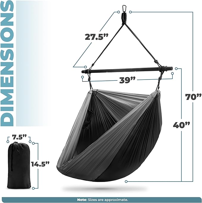 Sorbus Hanging Hammock Chair - Tree Pod Sensory Swing - Outdoor Camping Cacoon Chair - Collapsible and Lightweight Swings - Swinging Rocker Chairs for Camp Travel Hiking Tent Porch (500 lb Max)