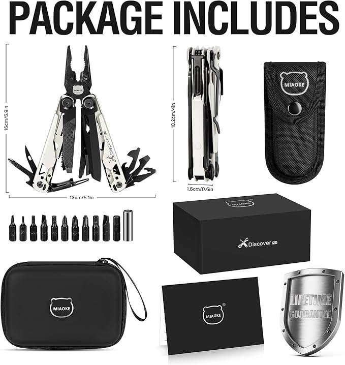MIAOKE Multitool 23 in 1 with Premium Gift Box Screwdrivers Saw Screwdrivers Bottle Opener Pliers Camping Knife Cool Gadgets for Men Best Gift for Boyfriend Son Dad Him Husband (White)