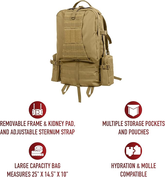 Rothco Global Assault Pack - Massive Storage MOLLE Backpack 25 x 14.5 x 10