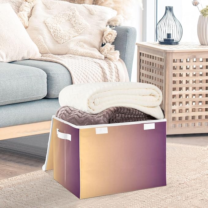 Brown Gradient Storage Boxes with Lids Foldable Container Storage Fabric Storage Bin for Home Studyroom Home Decor