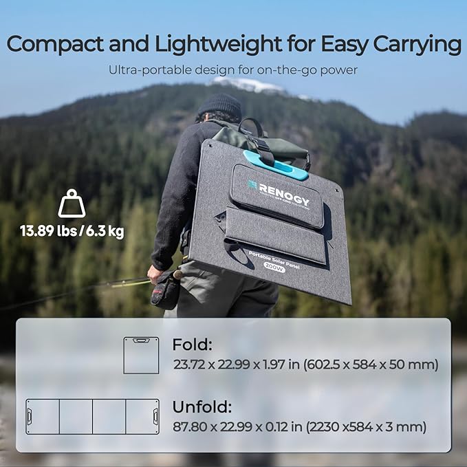 Renogy 200W Portable Solar Panel 25% High Efficiency N-Type Foldable Solar Charger for Power Station with Adjustable Kickstand USB-A Type-C Output for Camping RV SUV Off-Grid Outdoor Hurricane