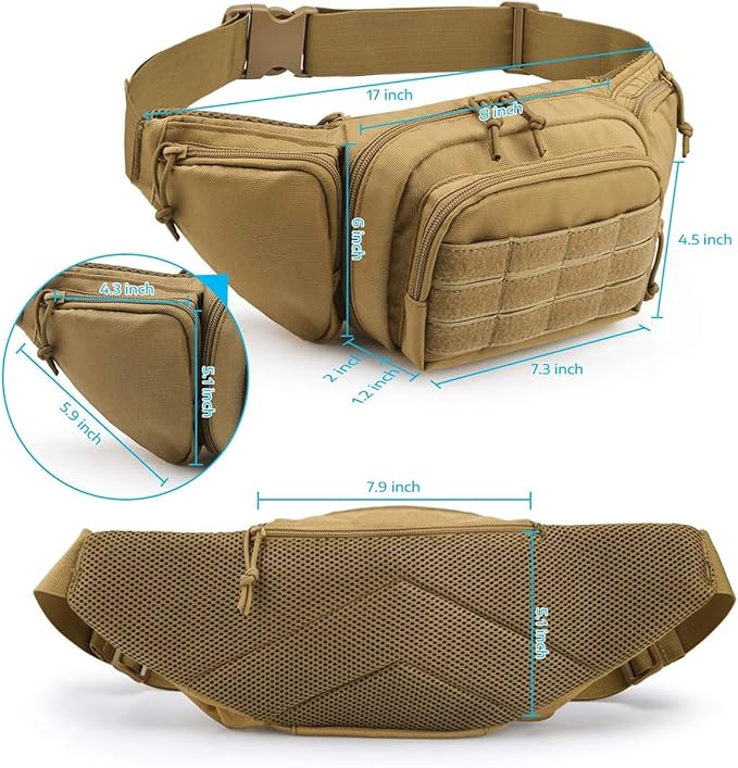 Tactical Fanny Packs pistol waist bag with adjustable waist belt zipper pocket perfect for fitness travel outdoor running and hunting. (PC Camouflage One Size)
