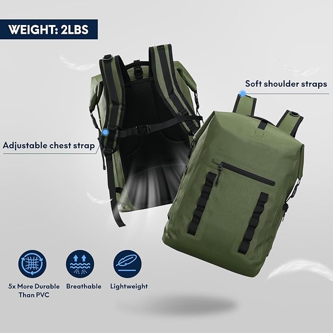 Haimont Waterproof Dry Backpack 30L TPU Lightweight Roll Top Dry Bag for Men Women Beach Kayaking Travel Hiking