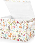 senya Large Storage Bins with Linen Collapsible Foldable Storage Cubes Fabric Closet Organizer Containers Box with Flip-Top Lid for Home Bedroom Office 16.5 x 12.6 x 11.8in Woodland Forest Animals