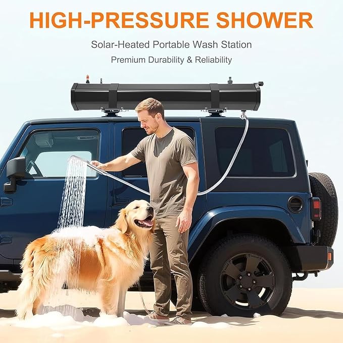 Portable Solar Camping Shower 18L/20L/30L Pressurized Water Tank with Shower Head &amp Hose for Outdoor Hiking Beach RV Travel