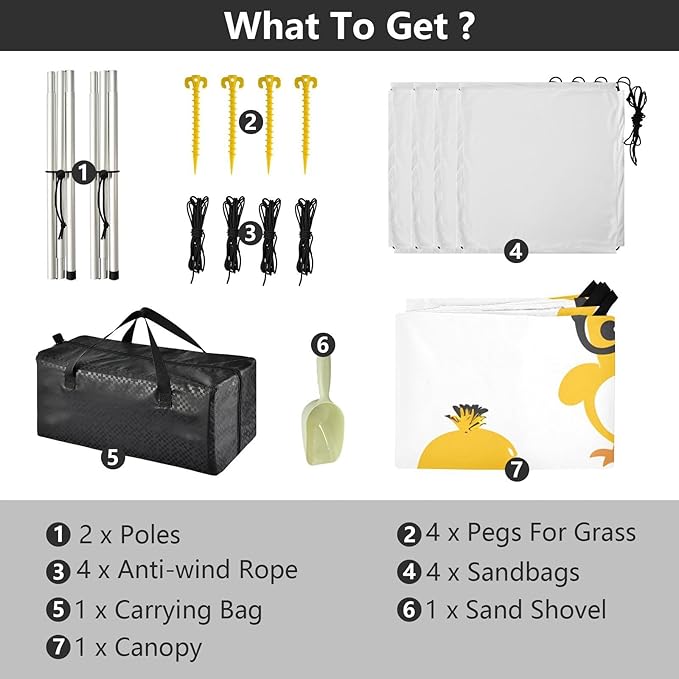 ALAZA Cute Duck with Black Glasses Beach Tent Sun Shelter Portable Canopy Sunshade for Outdoor Camping Picnics Backyard Fun 10x9 ft