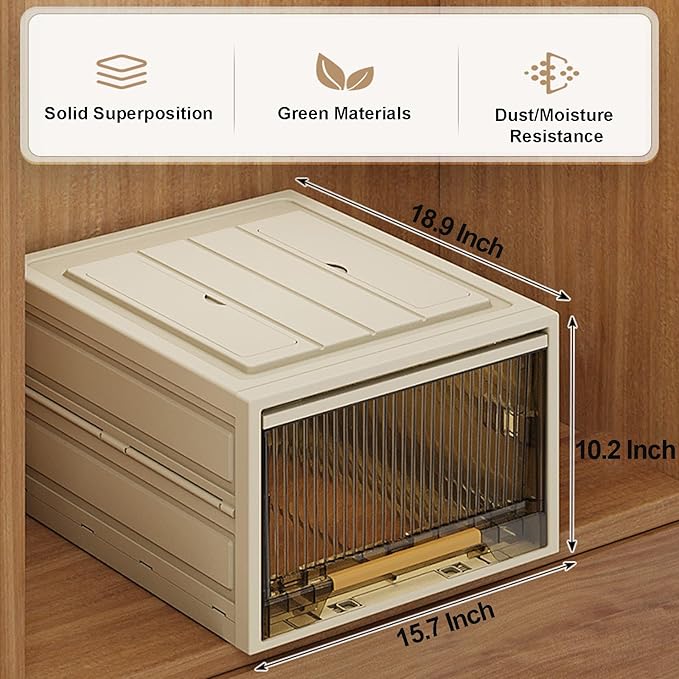 Plastic Storage Bins with Lids Clothes Folding Storage Box and Closet Organizers and Containers for Home Closet Stackable Storage for Home Office Dorm
