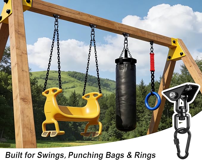 YOSE Porch Swing Hanging Kit Heavy Duty 2000lbs Stainless Steel Easy to Install Swing Hardware with Ceiling Hooks and Hammock Hooks Complete Swing Set Accessories for Indoor Outdoor Patio Garage