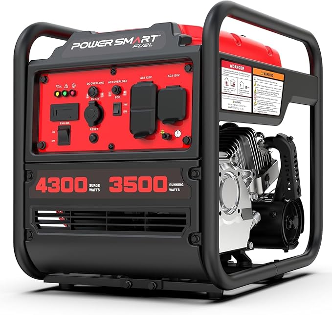 PowerSmart 4300-Watt Portable Generator with Inverter Technology 3500W Rated 223cc 4-Stroke Gas Powered Engine 30 Amp for Home Backup Camping Emergency