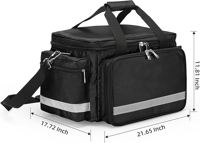 First Aid Bag Medical Empty Bag Emergency Responder Trauma Bag Empty Professional First Aid Kits Storage Medical Bag with Inner Dividers and No-Scratch Bottom Home Health