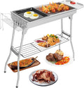 Outvita Portable Charcoal Grill 39 x 12x 28 Foldable Barbecue Grill Stainless Steel BBQ Grill for Outdoor Cooking Camping Hiking Picnic Garden Beach Party(Large)