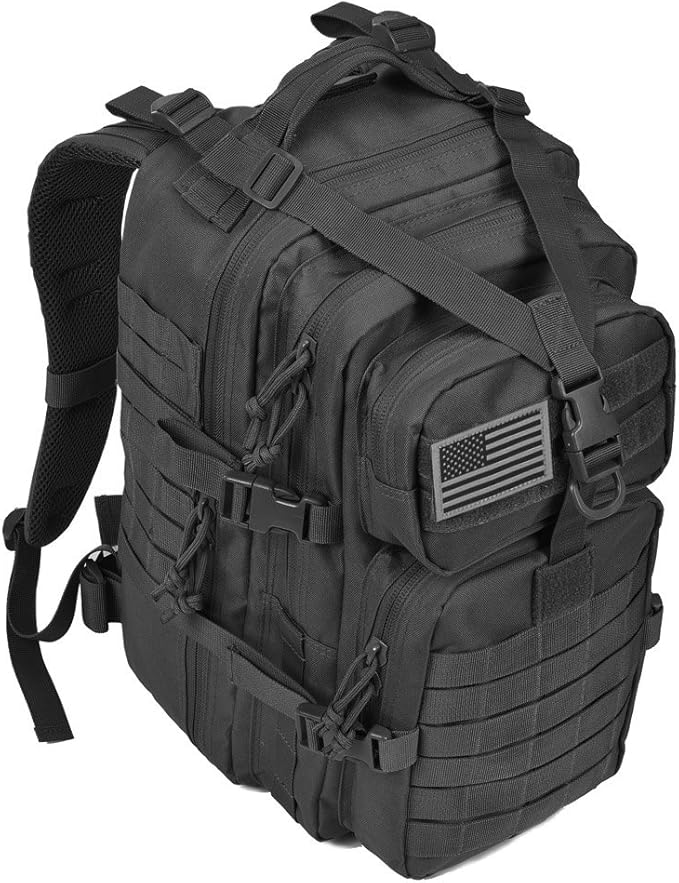 Military Tactical BackpackSmall Army Assault Pack Molle Bug Out Bag Backpacks Rucksack Daypack with Tactical US Flag Patch Black