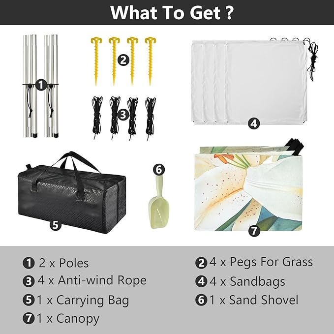 ALAZA A Graceful Collection of Lily Watercolor Beach Tent Sun Shelter Portable Canopy Sunshade for Outdoor Camping Picnics Backyard Fun 10x9 ft