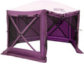 Clam Pavilion 12.5' Pop-Up Screen Tent – Plum Outdoor Camping Gazebo Canopy with Wind Panels Mesh Netting &amp Carry Bag – 6-Sided Portable Shelter for 8 People – Fast Setup Patio or Event Tent