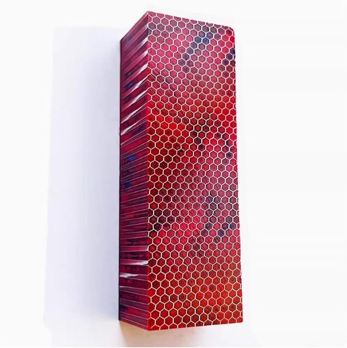 Red Blue Resin Knife Handle Blank Material 2pcs DIY Honeycomb Structured Textured Tool Patch
