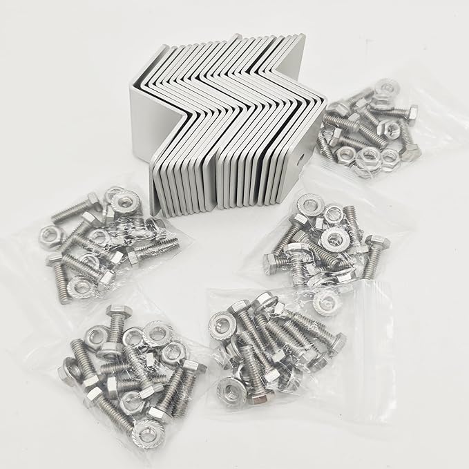 20 Units Solar Panel Z Brackets Mount Mounting Kits with Nuts and Bolts for RVs Trailers Boats Yachts Wall and Other Off Gird Roof Installation Silver 5 Sets