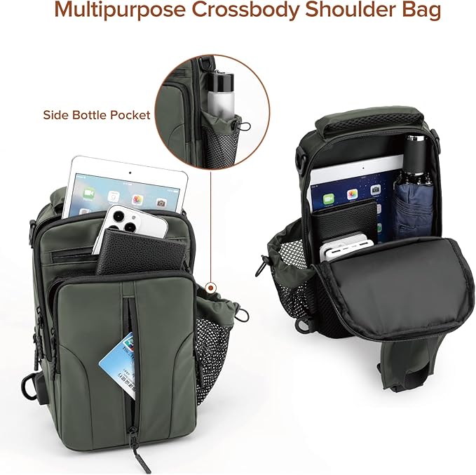 Anti Theft Crossbody Backpack Shoulder Sling Bag Men Women One Strap Motorcycle Messenger Bag Daypack for Cycling