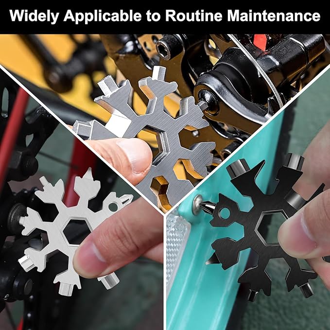 18-in-1 Snowflake Multitool 9 Packs Stainless Steel Snowflake Wrench/Bottle Opener/Screwdriver Kit Stainless Steel Portable Star Tool for Christmas Great Gifts