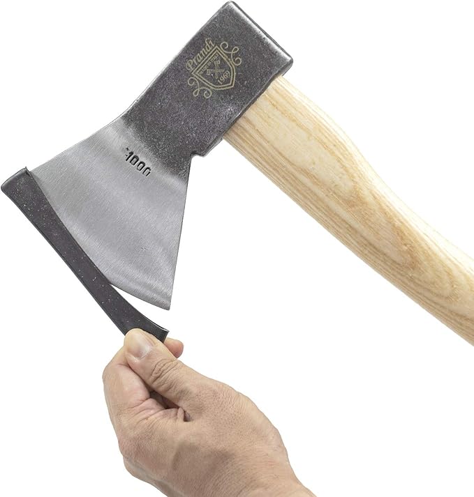Plundie German Type Hatchet 1000 Traditional Ash Handle Natural x Silver 16.5 inches (42 cm)