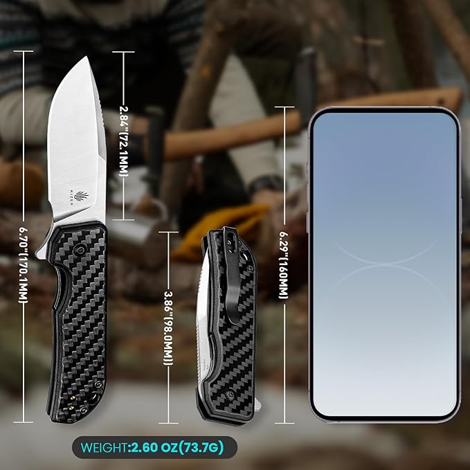 Kizer Nice Guy Pocket Folding Knife 2.84 154CM Blade Lightweight Sharp Camping and Hiking Knife G10 Carbon Fiber Handle Liner Lock Flipper Knives V3011C1