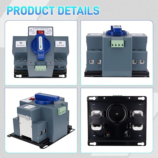 110V 63A 2P Dual Power Automatic Transfer Switch Dual Power Generator Changeover Switch Automatic &amp Manual Conversion Options ATS 50/60HZ AC-33iB