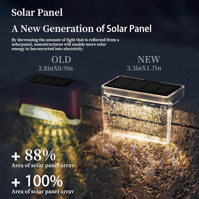 TIJNN Solar Deck Lights Outdoor Waterproof (6 Pack) – LED Solar Fence Lighting for Steps Stairs Railing Patio &amp Backyard – Wireless Auto Dusk to Dawn Warm White Decor