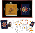Marine Corps Flask &amp Card-Set - Leather-Wrapped USMC-Flask with Rank Playing-Cards – Marine-Corps Gifts | Disabled Vet Owned SMALL Business
