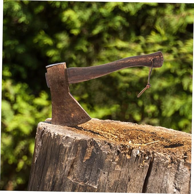 Happyyami 2pcs Mini Axe Replacement Handle Wooden Grip Slip Design Ergonomic for Firewood Cutting Gardening and Outdoor Activities
