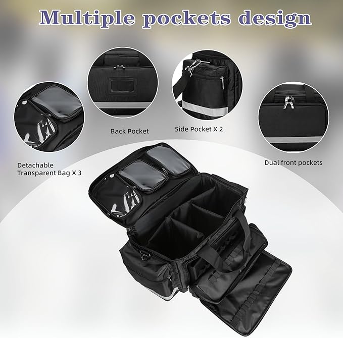 First Aid Bag Medical Empty Bag Emergency Responder Trauma Bag Empty Professional First Aid Kits Storage Medical Bag with Inner Dividers and No-Scratch Bottom Home Health