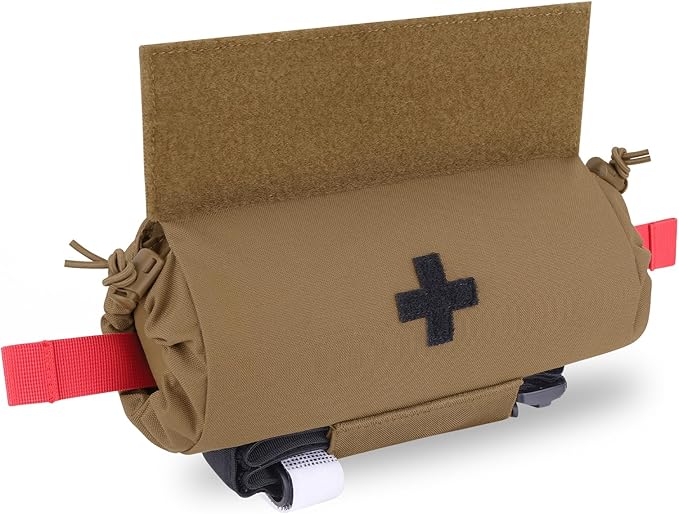 PETAC GEAR Tactical First Aid Drop Dump Pouch Micro Medical Trauma Roll Up Drop Pouch EMT IFAK Sub Abdominal Carrying Bag with Hook-N-Loop (CB)