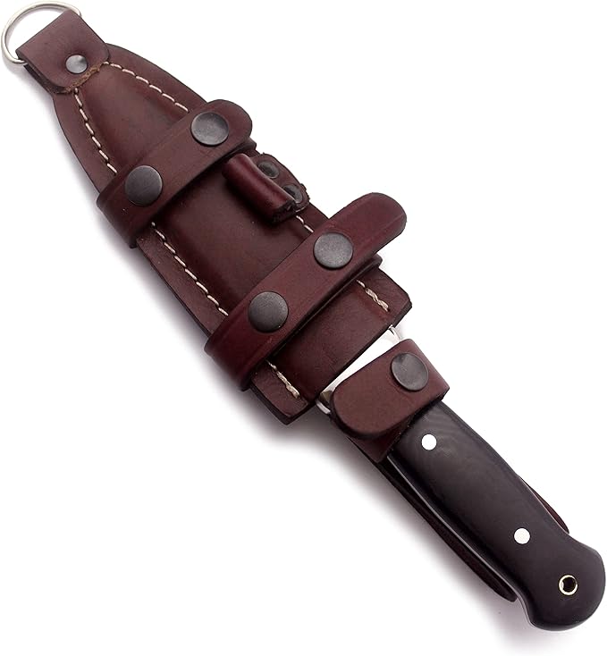 GCS Handmade Handle D2 Tool Steel Tactical knife Hunting Knife Camp Knife with leather sheath Full tang blade designed for Hunting &amp EDC GCS 314