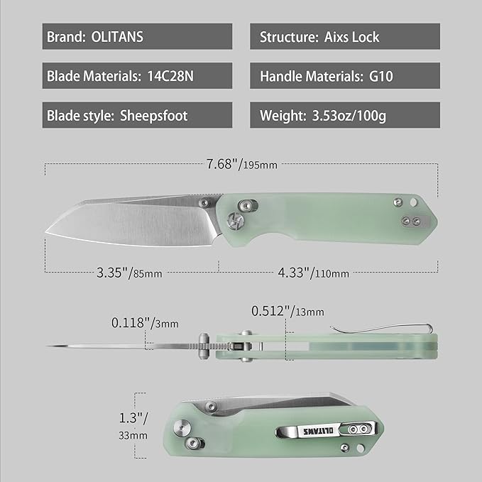 G062 Folding Knife for EDC 14C28N Steel Blade Pocket knife Crossbar Lock Knife for Outdoor Survival Hunting and Camping 3.53oz(Nature Green+Satin)