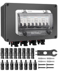 Solar Panel Disconnect Switch 4 String 32 Amp DC Circuit Breaker Box Waterproof IP67 Solar Combiner Box with MC4 Connectors for Grid-Connected and Off-Grid Systems 4 in 4 Out