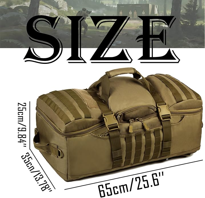 60L 3-in-1 Tactical Backpack MOLLE Duffle Bag with Versatile Carrying Modes Backpack Crossbody Hand-Carry.