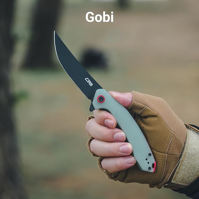 CJRB Folding Pocket Knife with AR-RPM9 Steel Blade and G10 Handle for Men Outdoor Camping Gobi(J1906B) Natural Green