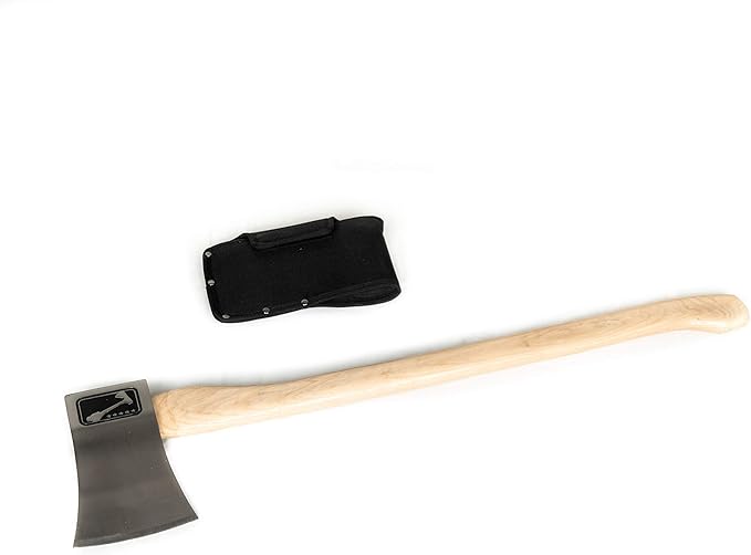The General: World Axe Throwing League Premium Competition Throwing Axe &amp Multi-Purpose Camping Axe or Wood Splitting Axe with Nylon Sheath &amp Curved Hickory Wooden Handle