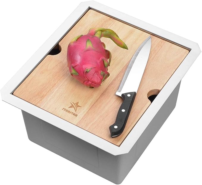 STARSTAR Workstation Ledge Undermount Single Bowl 304 Stainless Steel Kitchen Sink With Grid Cutting Board (14 x 18)